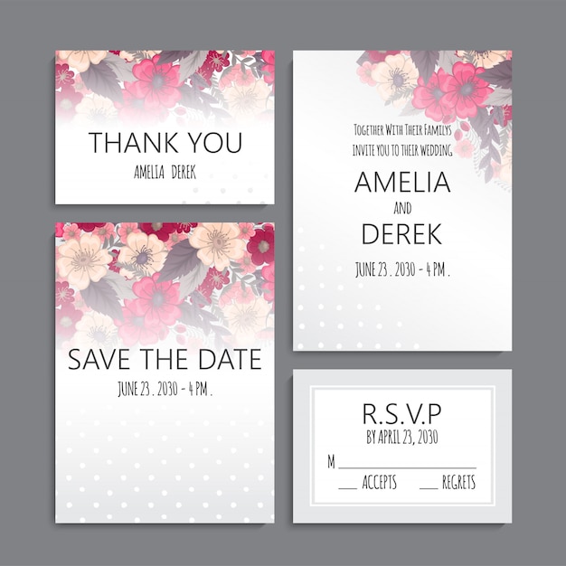 Conjunto de invitación de boda