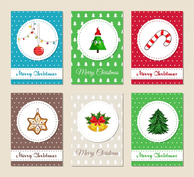 Vector conjunto de invitaciones y tarjetas de felicitación de navidad