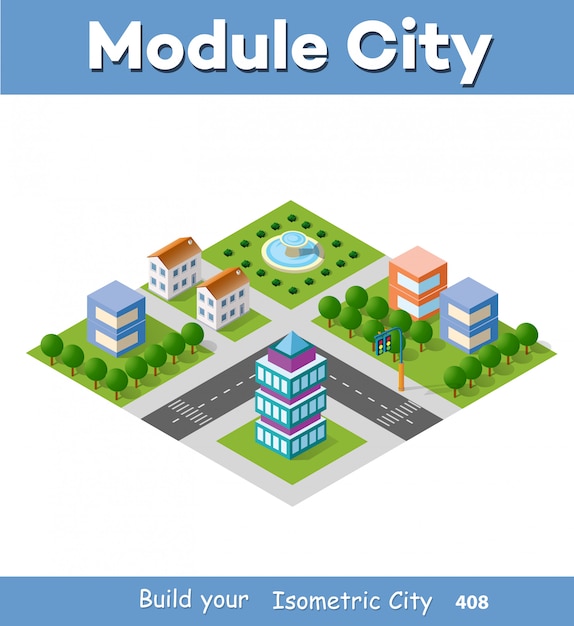 Conjunto isométrico de módulo ciudad.