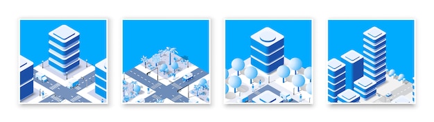Conjunto isométrico parte del distrito del bloque del módulo 3d
