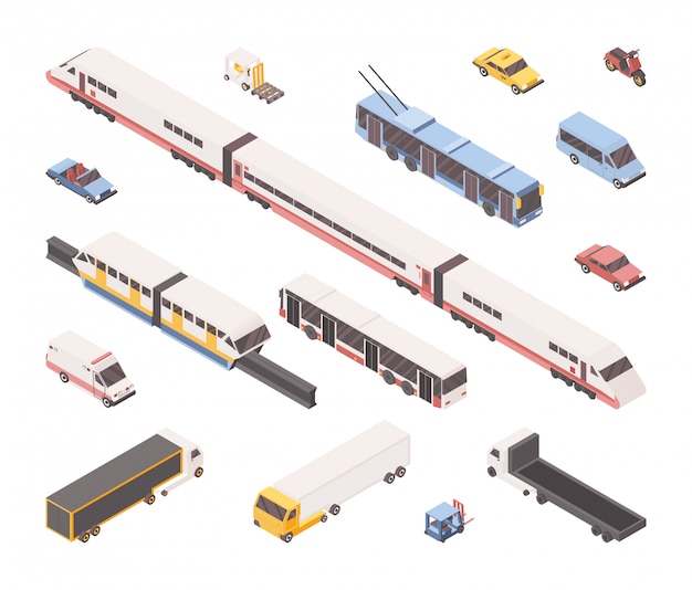 Vector conjunto isométrico de transporte de la ciudad