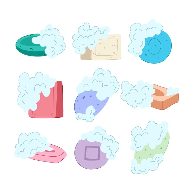 conjunto de jabón antibacteriano ilustración vectorial de dibujos animados