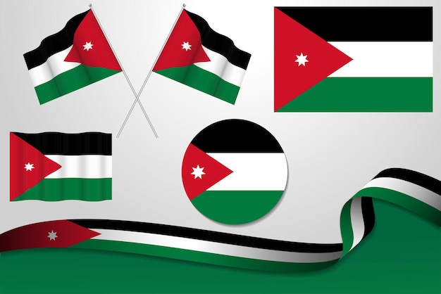 conjunto, de, jordan, banderas, en, diferente, diseños, icono, desollar, banderas, con, cinta, con, plano de fondo
