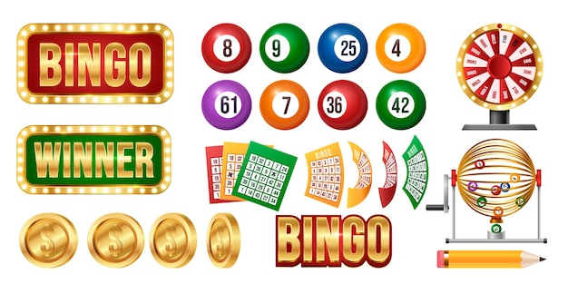 Vector conjunto de juegos de bingo realistas