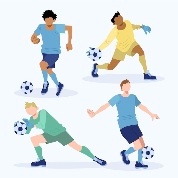 Conjunto de jugador de fútbol plano