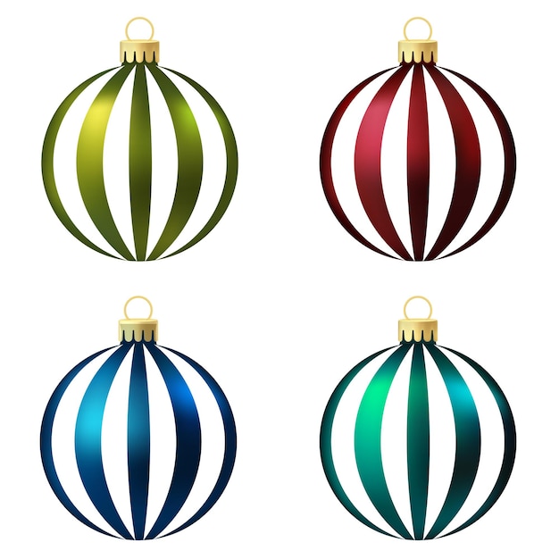 Conjunto de juguete o bola de árbol de Navidad verde, rojo y azul