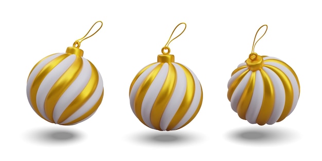 Conjunto de juguetes para el árbol de Navidad en diferentes posiciones Decoración de vidrio para las vacaciones de invierno