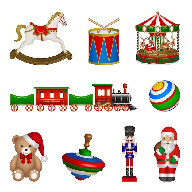 Conjunto de juguetes navideños aislados