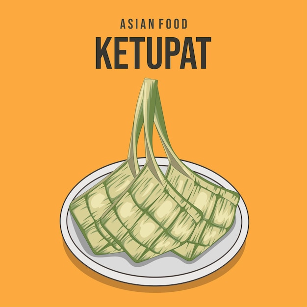 Conjunto de Ketupat Una comida tradicional en la celebración del día islámico