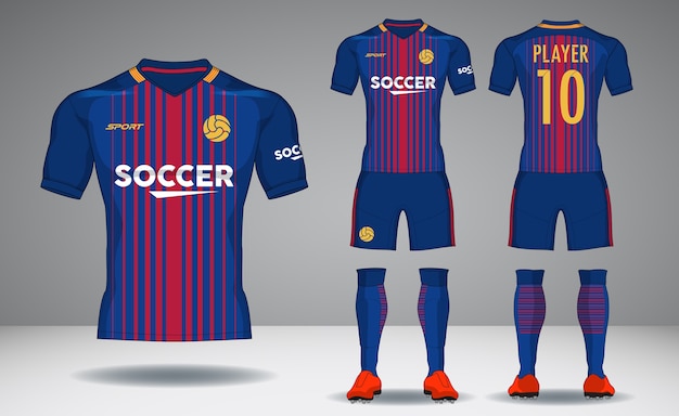 Conjunto de kit de fútbol, ​​camiseta deportiva de diseño.