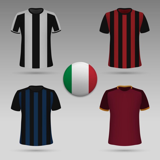 Vector conjunto de kit de fútbol italiano, plantilla de camiseta. camiseta de fútbol