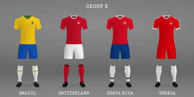 Conjunto de kit de fútbol, plantilla de camiseta para camiseta de fútbol.