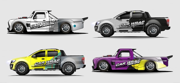Conjunto de kit gráfico de vehículo. Fondo abstracto moderno para marca de envoltura de automóvil y librea de calcomanías de calcomanías de automóviles
