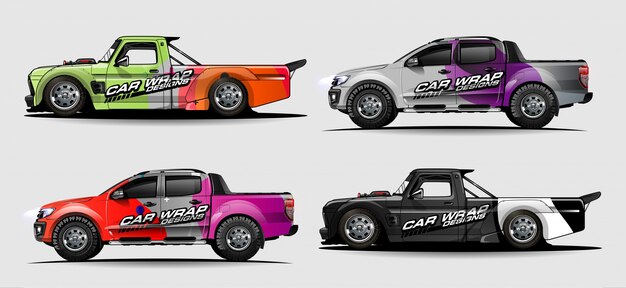 Conjunto de kit gráfico de vehículo. Fondo abstracto moderno para marca de envoltura de automóvil y librea de calcomanías de calcomanías de automóviles