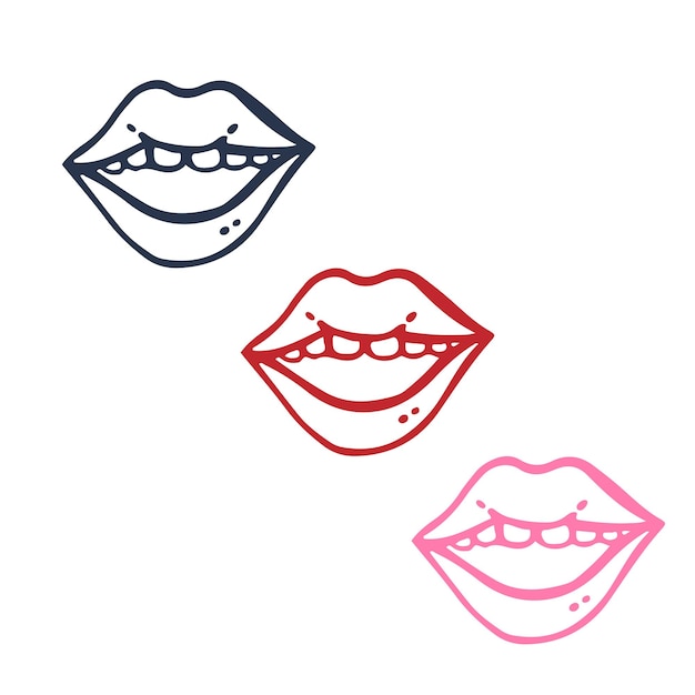 Vector conjunto de labios coloridos