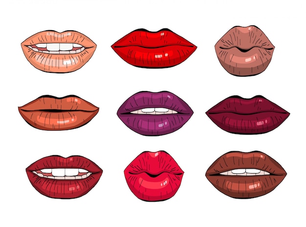 Conjunto de labios femeninos.