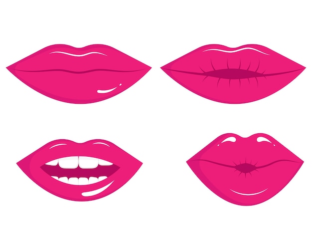 Vector conjunto de labios de mujer de estilo retro