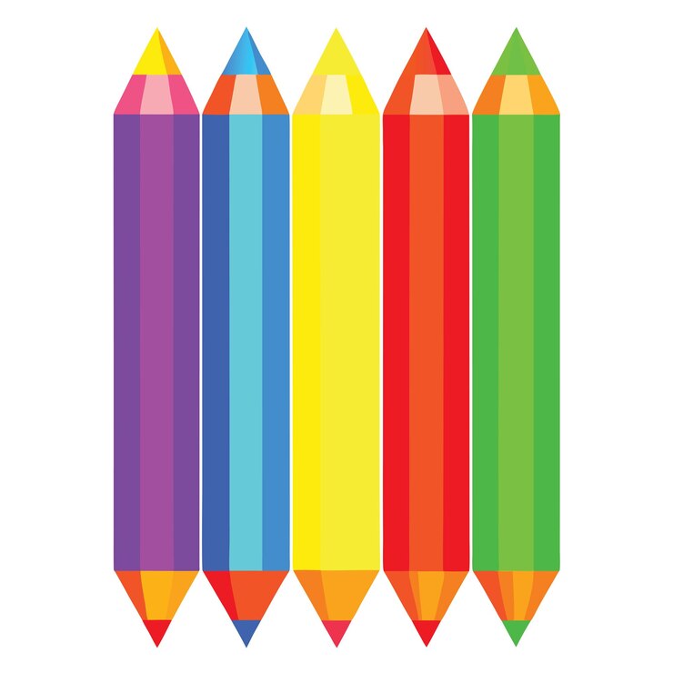 Vector conjunto de lápices de colores ilustración vectorial con lápices 2 conjunto de arte vectorio con lápiz
