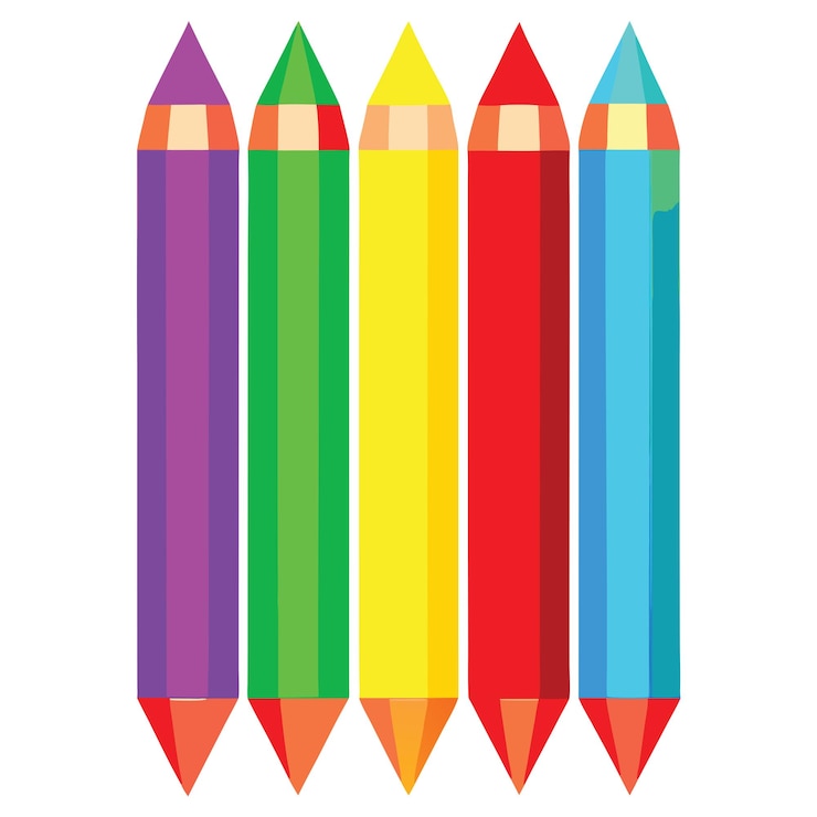 Vector conjunto de lápices de colores ilustración vectorial con lápices 2 conjunto de arte vectorio con lápiz