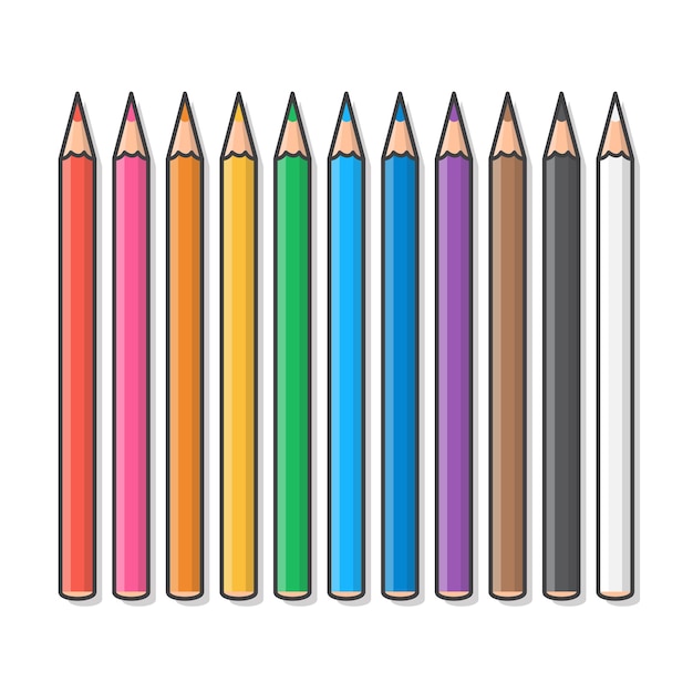 Conjunto de lápices de colores. lápiz de colores crayones