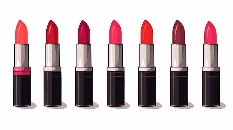 Vector conjunto de lápices labiales aislados sobre un fondo blanco