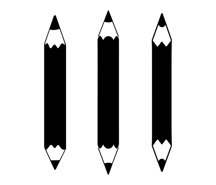 Vector conjunto de lápices lápices en blanco y negro icona de lápiz de silueta