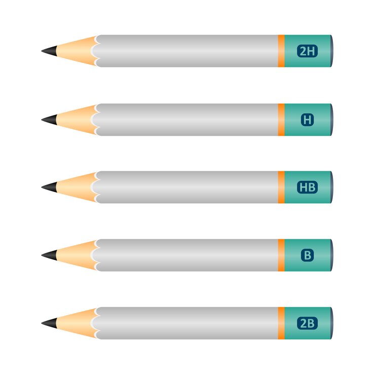 Vector conjunto de lápices de madera de color gris sobre fondo blanco. ilustración