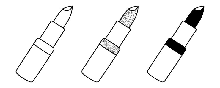 Vector conjunto de lápiz labial vectorial dibujado a mano en un estilo de dibujos animados de garabatos