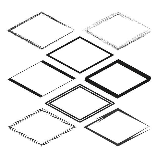 Conjunto de lápiz y lápiz dibujado a mano con rombo negro Ilustración vectorial EPS 10