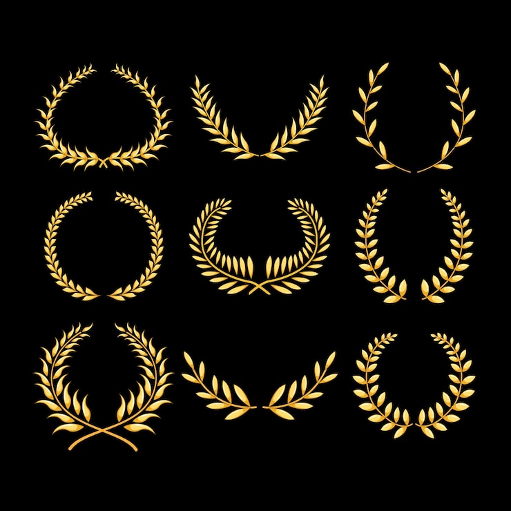 Vector conjunto de laurel de oro ilustración vectorial de dibujos animados