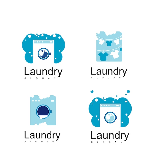 Conjunto de lavandería Logo Design Vector