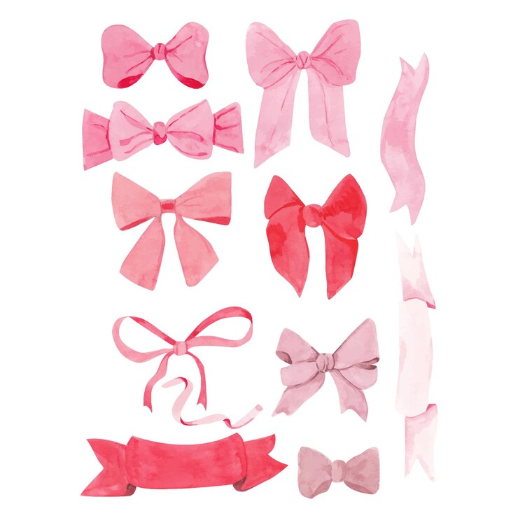 Conjunto de lazo rosa y cinta.
