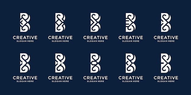 Conjunto de letra abstracta B diseño logo monograma inicial B para negocios de identidad corporativa de lujo