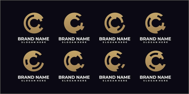Vector conjunto de letra c en inspiración para el diseño del logotipo de círculo. logotipo de la letra c. diseño de logotipo de círculo