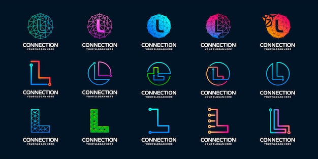 Conjunto de letra creativa l logotipo de la tecnología digital moderna. el logotipo se puede utilizar para tecnología, digital, conexión, compañía eléctrica.