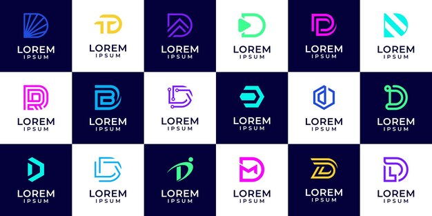 Conjunto de la letra D logotipo diseño de icono