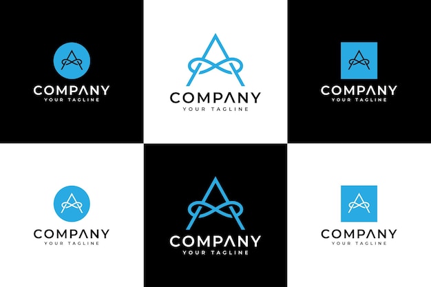 Conjunto de letra a diseño creativo del logotipo infinito para todos los usos.