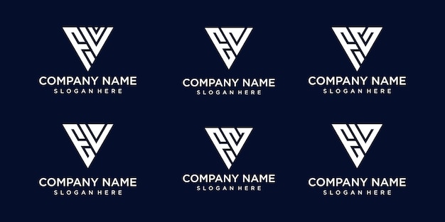 Conjunto de letra fv de monograma abstracto creativo, plantilla de diseño de logotipo ev