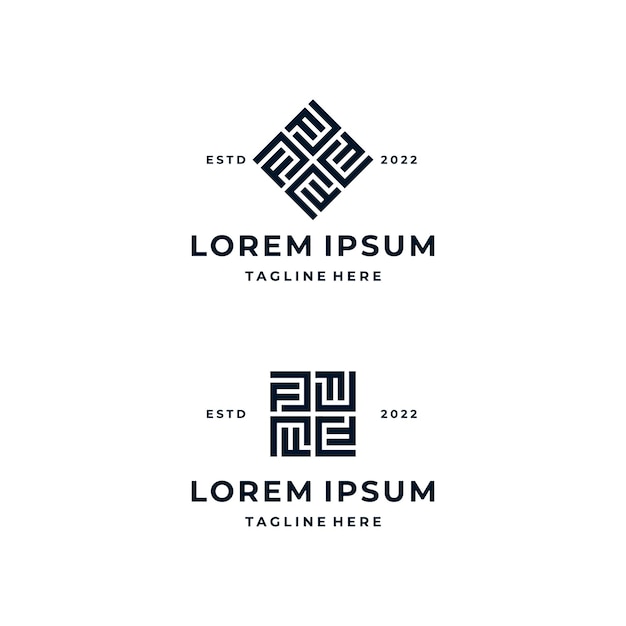 Conjunto de letra inicial cuadrada CF FC Logo Design Inspiration