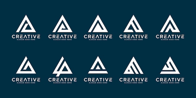 CONJUNTO DE letra inicial A logo mono línea