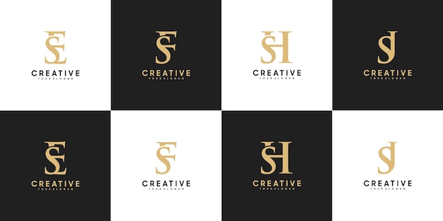 Conjunto de letra de logotipo inicial se - sj, referencia para su logotipo de lujo