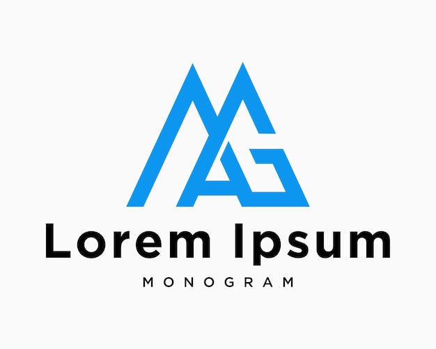 Conjunto letra m mg mag monograma estilo de montaña forma escalada deportiva símbolo al aire libre icono diseño vector