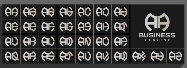 Conjunto de letras abstractas de línea moderna A diseño de logotipo AA