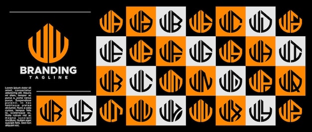 Conjunto de letras abstractas de línea simple W diseño del logotipo WW