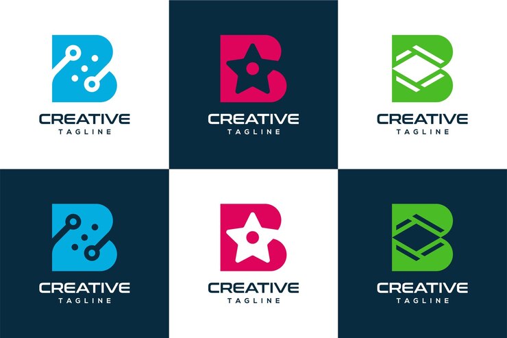 Vector conjunto de letras del alfabeto b icono de formas abstractas inspiración de diseño de logotipo creativo simple