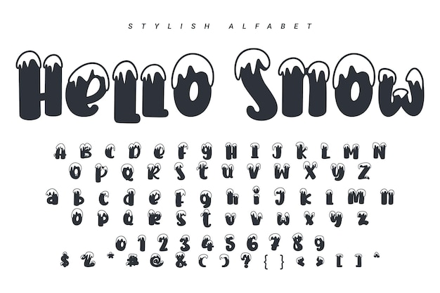 Conjunto de letras del alfabeto latino de hielo Ilustración vectorial del concepto de Navidad y Año Nuevo