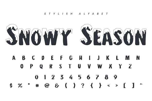 Conjunto de letras del alfabeto latino de hielo Ilustración vectorial del concepto de Navidad y Año Nuevo