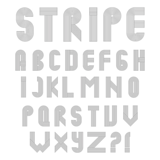 Conjunto de letras del alfabeto de línea rayada