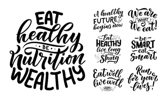 Conjunto de letras de alimentos saludables