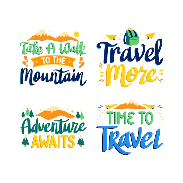 Conjunto de letras de aventura dibujadas a mano
